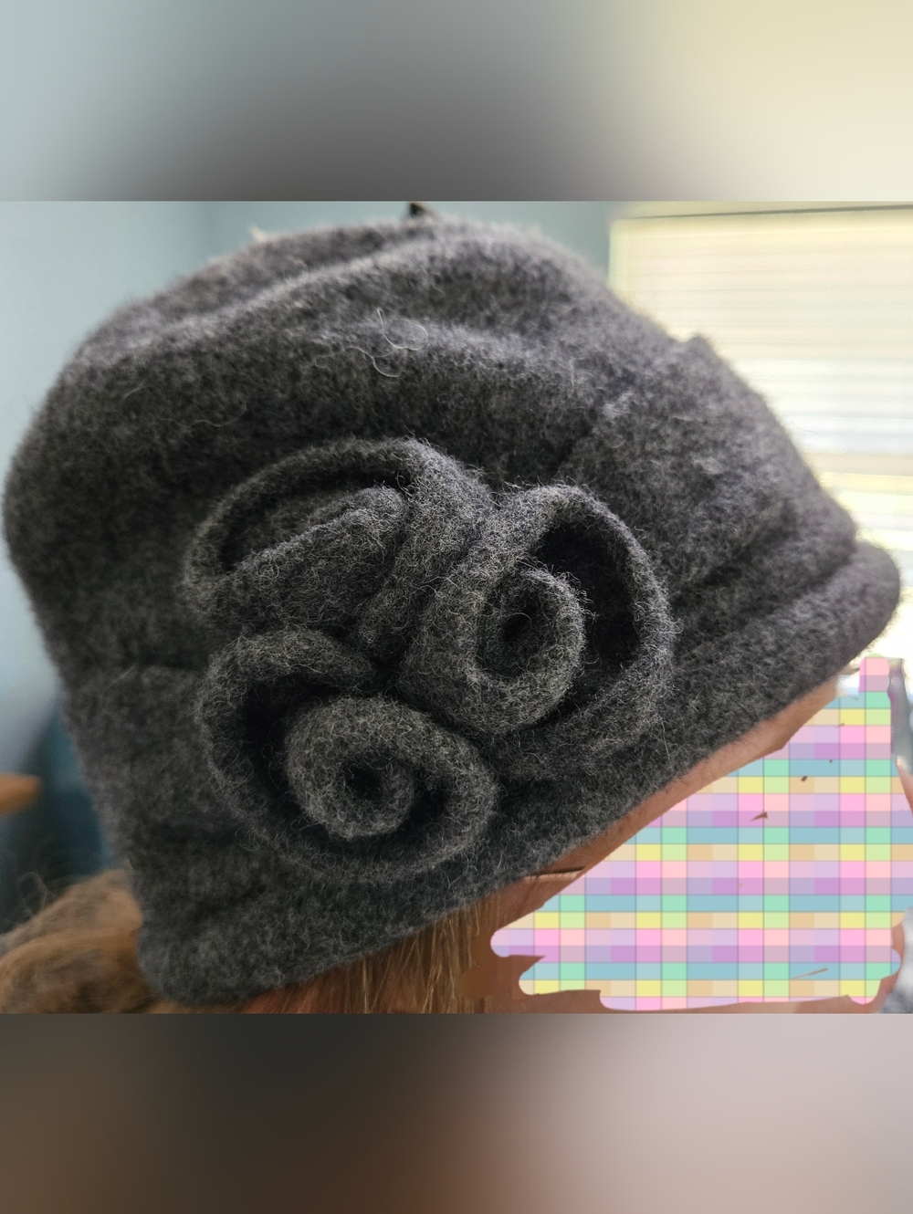 Wool Cloche Hat with Flower Accent - NYC